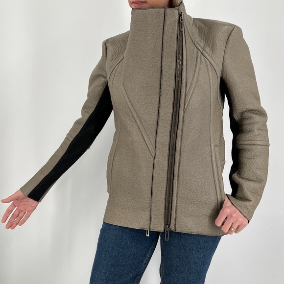 TASHA TARNO Textured Real Leather jacket - Picture 3 of 6